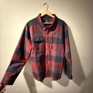 Men's Plaid Shirt Jacket - Red and Black